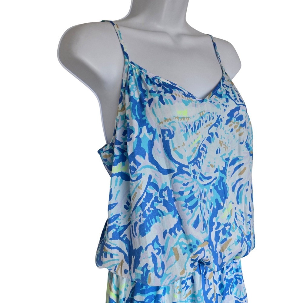 Lilly Pulitzer Deanna Blue Tropical Print Romper S Resort Preppy Coastal Summer - Picture 3 of 10